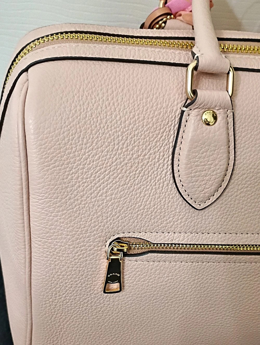 Coach Rowan Large Satchel Bag With Shell Charm Pink & White - Picture 5 of 10